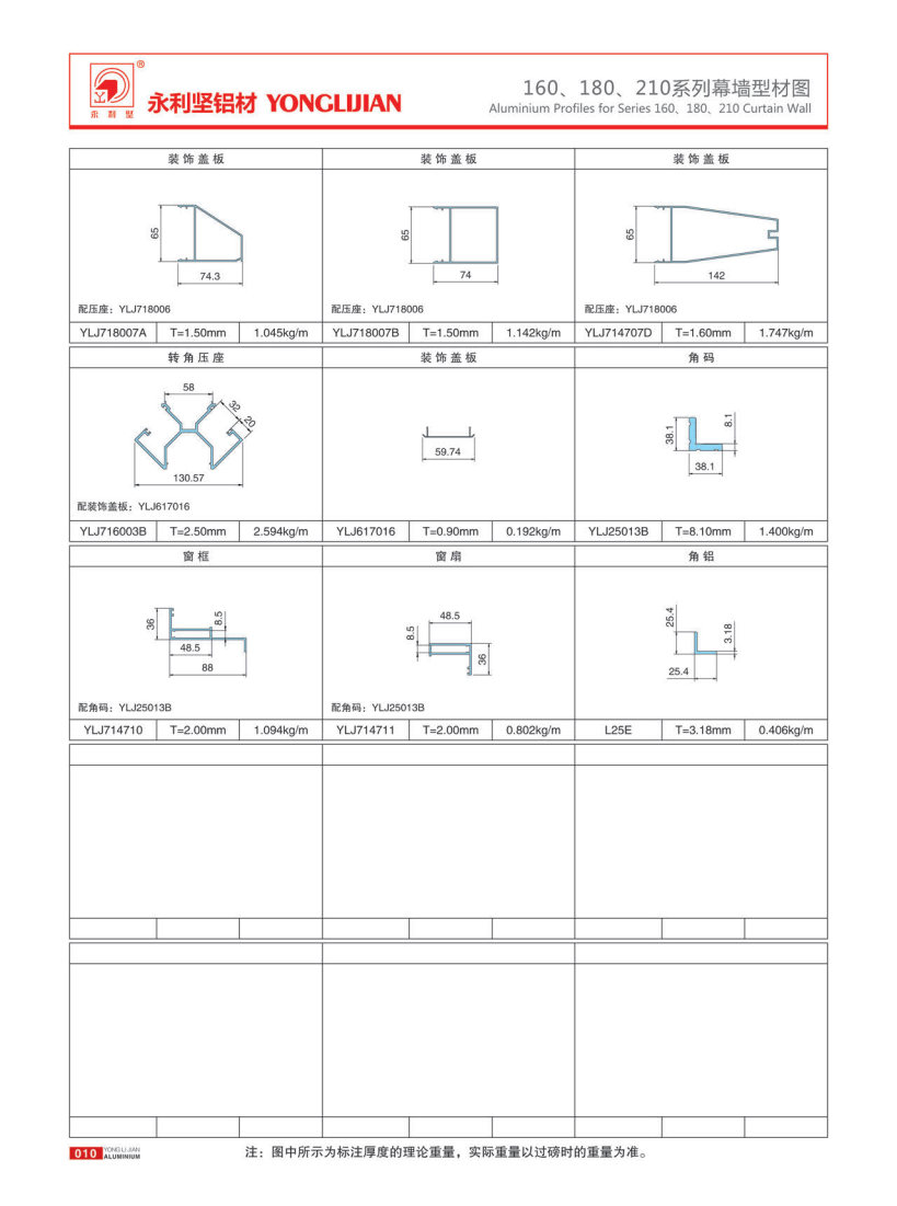 160、180、210系列明框幕墻
